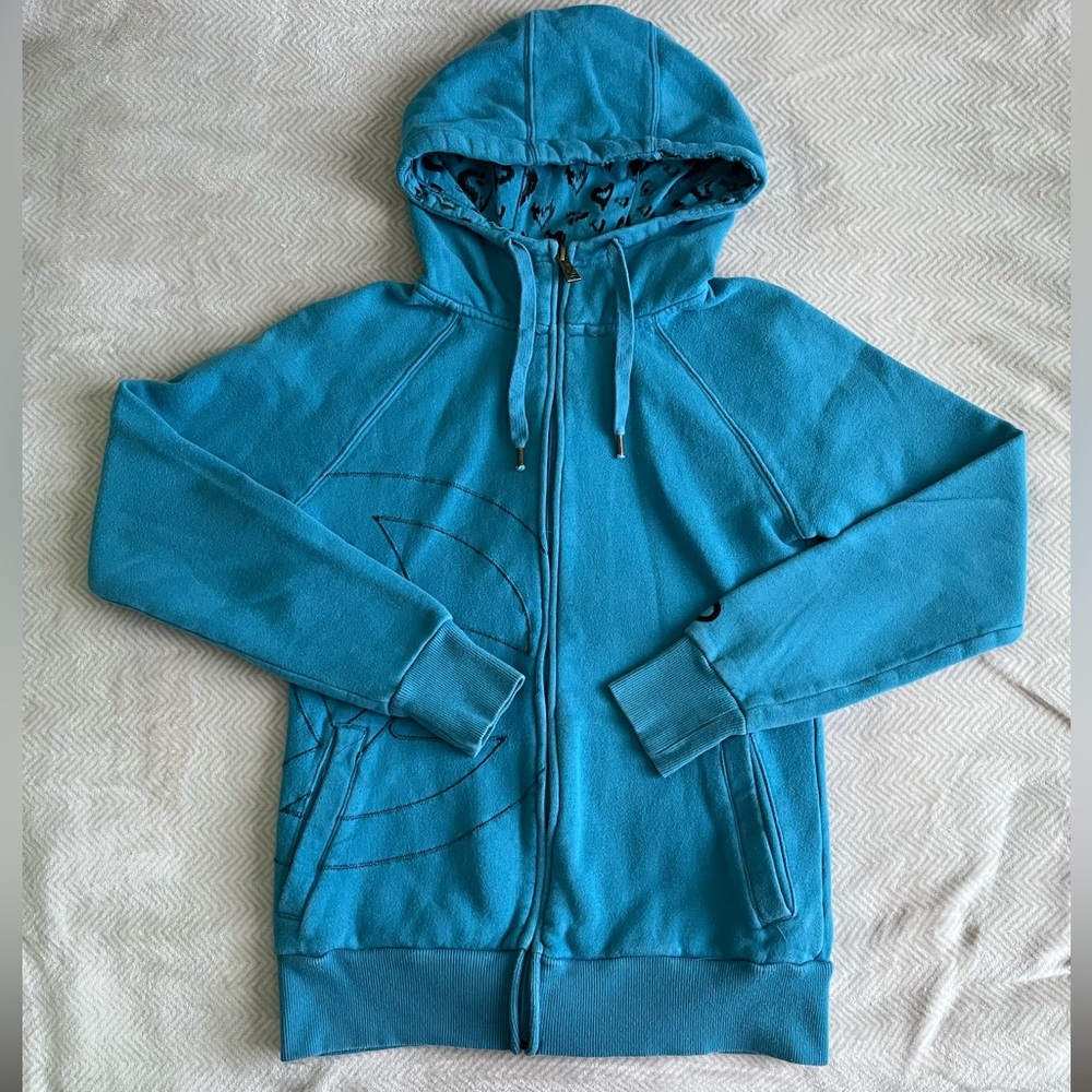 💙🐆Cheetah Print Hood Blue Orb Zip-Up 🐆💙
